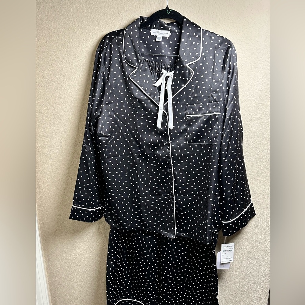 Elegant Black and White Polka Dot Pajama Set